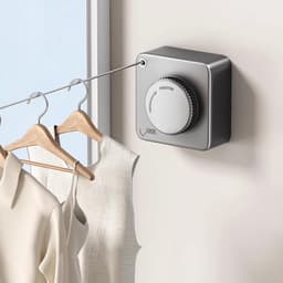 Uittrekbare Waslijn - Wandwaslijn Intrekbaar - Ruimte Besparen - Niet Doorhangend Touw - 1 Meter - Grijs — thumbnail 3