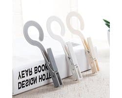 Wasknijpers met Haken - Droogclips Clips Hanger - Kleding Drogen - Winddicht Antislip - 20 stuks - Grijs