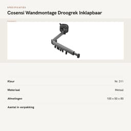 Dailygoods- Droogrek Inklapbaar - Wandmontage - Ruimtebesparend - Uittrekbaar - Aluminiumlegering - Eenvoudige installatie met sterke zuignappen - Wasrek — thumbnail 5