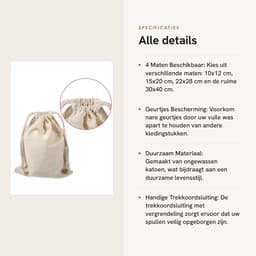 Dailygoods- Waszak Groot - Waszakken voor Wasgoed - Opbergtas - Opbergbak - Opbergzakken Kleding - Milieuvriendelijk Katoen - 30 x 40 cm - Opbergzak — thumbnail 5