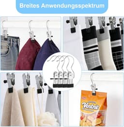 Wasknijpers Roestvrij Staal - Kledingklemmen Metalen Clips - Kleding Ophangen - 360 Graden Draaibare Haak - 35 stuks - Zwart — thumbnail 5