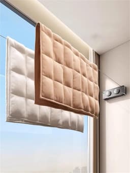 Intrekbare Waslijn - Uitschuifbare Kleerhanger - Kleding Drogen - Dubbele Laag - 4.1 Meter - Wit — thumbnail 2