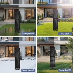 Beschermhoes voor Tuinparasol met Rits, Waterdicht en Windproof, UV-Bescherming, 220 x 50 x 50 cm, Ideaal voor Buitengebruik — thumbnail 4