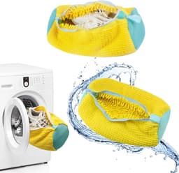 Waszakken voor schoenen, 2 stuks, herbruikbare waszak met ritssluiting voor efficiënte reiniging en bescherming van schoenen, geel — thumbnail 1