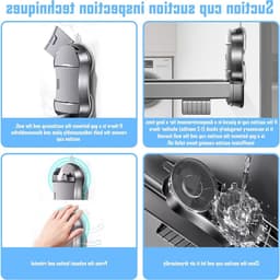 Vouwbaar wanddroogrek met zuignap, 8 haken en 5 clips - Ruimtebesparend voor binnen en buiten, grijs aluminium — thumbnail 3