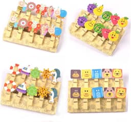 Houten Wasknijpers - Kleine Clips - Foto Ophangen - Natuurlijk Hout - 40 Stuks - Diverse Kleuren — thumbnail 1