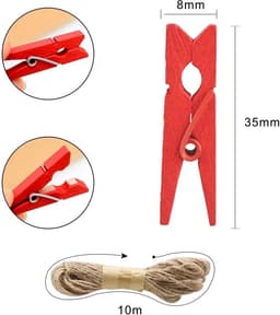 Mini Houten Clips - Kleurrijke Knijpers - Foto's Ophangen - Natuurlijk Hout - 100 Stuks - Regenboog — thumbnail 4