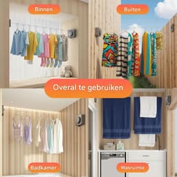 carmdering - Waslijn Uittrekbaar - Waslijndraad 4.2 Meter - Uittrekbare & Automatische Roldrooglijn - automatische waslijn - wand droogrek- voor Binnen & Buiten — thumbnail 4