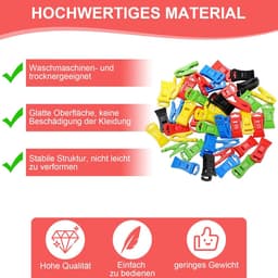 Sokkenklemmen - Wasgoed clips - Sorteren van wasgoed - Veelzijdig inzetbaar - 100 stuks - Kleurrijk — thumbnail 3
