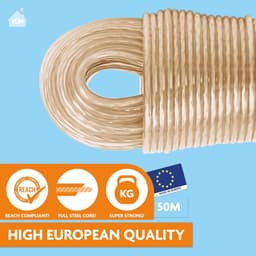 Kabel voor Waslijn - Waslijn Staalkern - Kleding Drogen - Extra Sterk - 50 Meter - Wit — thumbnail 1
