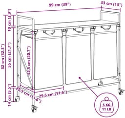 vidaXL - Wasmand - 3 - vakken - met - planken - bruin - eikenkleurig — thumbnail 1