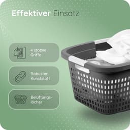Novaliv wasmand met 4 handgrepen 40L antraciet, wasboxset wasemmer wascontainer voor badkamerwas vuile was, wasmanden wasmand opbergruimte wasmand verzamelbox — thumbnail 5