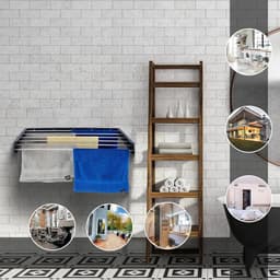 Livista Opvouwbaar Wanddroogrek – 100x50x10,5 cm – Aluminium – Stevig en Ruimtebesparend – Voor Binnen & Buiten – Zwart — thumbnail 5