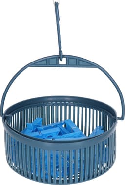 24x gekleurde wasknijpers in hangmandje - blauw - kunststof - 17 x 19 x 11.5 cm - wassen - ophangen — thumbnail 3