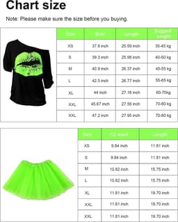 80 Outfit Kostuum Accessoires voor Vrouwen Neon T Shirt Tutu Rok voor Halloween — thumbnail 2