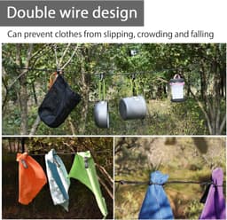 Reiswaslijn - Zwart - 3,5 m - Uittrekbare Waslijn met 24 Vaste Kralen - Voor Camping en Buitenactiviteiten — thumbnail 5