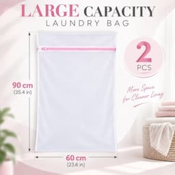 Wasnet voor Wasmachine - Wit - 60 x 90 cm - Scheurbestendig Polyester - Voor Beddengoed en Kleding — thumbnail 2