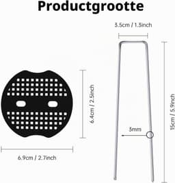 Grondankers met Bufferschijven - Zilver - 50 Stuks - Roestvrij Staal met Polypropyleen - Voor Bevestiging van Kunstgras en Tuinmembranen — thumbnail 5