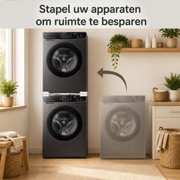 Universele Wasmachine Droger Stapelset - Verbindingsset voor Wasmachine en Wasdroger - Ruimtebesparende Stapelkit met Spanband en Antislip Pads - Geschikt voor Apparaten van 46 tot 66 cm Breed en Diep - Wit — thumbnail 2