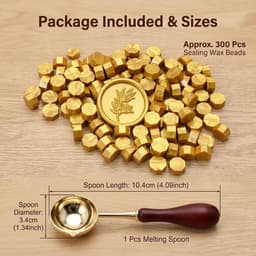 300 Stuks Octagonale Gouden Wasbolletjes met Smeltlepel voor Waskleur, Waskleur Set voor Trouwinvites, Enveloppen en Creatieve Projecten — thumbnail 5