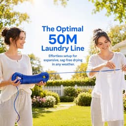 Waslijn 50 meter met stalen kern - Made in Holland - weerbestendig en extra lang - antislip waslijn voor huis en camping - extra sterk LaundrySpecialist — thumbnail 4