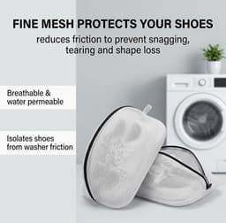 Waszakken voor schoenen met ritssluiting, netwasnet voor wasmachine, herbruikbare schoenwaszakken voor sneakers, sport- en tennisschoenen — thumbnail 4