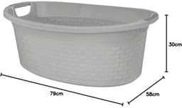 Ovale wasmand - Katoenlook - 60 liter - Stevige wasmand - Met handvatten — thumbnail 2