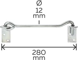 SnelShoppen - Stormhaak 280 mm met Hoekplaten en Oogjes | Gegalvaniseerd Staal | Duurzaam en Sterk | Voor Tuin, Camping en Constructies | 12 mm Haak-Ø — thumbnail 1