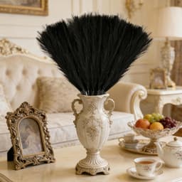 50 stuks gedroogd pampasgras, decoratie, 55 cm, kunstzwart, pluizig pampasgras, boho-decoratief pampasgras voor bruiloft, kantoor, slaapkamer, woonkamer — thumbnail 3