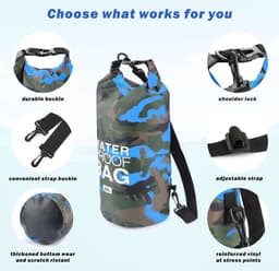 pakzak, drijvende droogrugzak, strandtas, lichte droogzak voor strand, boottochten, vissen, kajakken, zwemmen, rafting, camping, 5 l, 10 l, 15 l, 20 l, 30 l — thumbnail 2