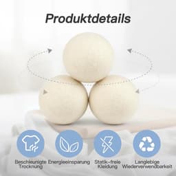 Droogballen, set van 6 drogerballen voor wasdroger, 100% schapenwol, droogballen met opbergtas, droogballen, dons voor donsjacks — thumbnail 4