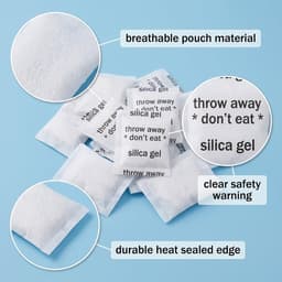 60 zakjes van 1 g witte silicagel, droogmiddel, herbruikbare vochtabsorberende zakken, geschikt voor kasten, schoenen, sokken en elektronische artikelen. — thumbnail 3