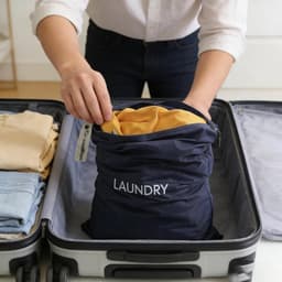Waszakken, waterdichte waszakken met ritssluiting, 2 maten, opvouwbare vuile waszak, waszak voor reizen, waszak, opbergtas voor camping en reizen, marineblauw — thumbnail 2