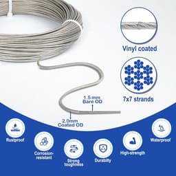 Kabelspanningssysteem: 15 m roestvrijstalen kabel (2 mm, vinyl coating) en M5-schroefset - geschikt voor stroomlampen en hangschilderijen. — thumbnail 2