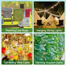 30 m waslijn touw, zware waslijn stalen kern, sterke draad 4 mm dia waslijnen, lange waslijnen voor buiten tuin, roestvrije en waterdichte zware waslijn (Groen) — thumbnail 2