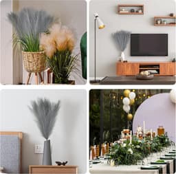 3 stks Kunstmatige Pampas Gras Stengels 70 cm/27 "Fake Fluffy Gedroogde Pampas Gras Takken Stengels Planten Boeket Vaas Vuller, voor Bruiloft Keuken Woonkamer Slaapkamer Esthetische Bohemian Home Decor — thumbnail 5