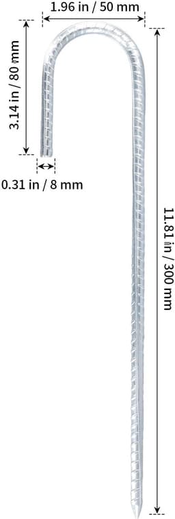 12 Inch J-Haak Grondankers voor Bevestiging van Tenten en Tuinstructuren — thumbnail 3