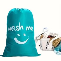 DW4Trading Waszakken XL 43x70cm met Trekkoord 2 Stuks Wash Me Blauw en Grijs - Wasgoed - Opbergtas — thumbnail 2