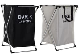 Benson Wasmanden set - 2x 60 Liter compartiment - Light / Dark - 39 x 38 x 60 cm - aluminium frame — thumbnail 1