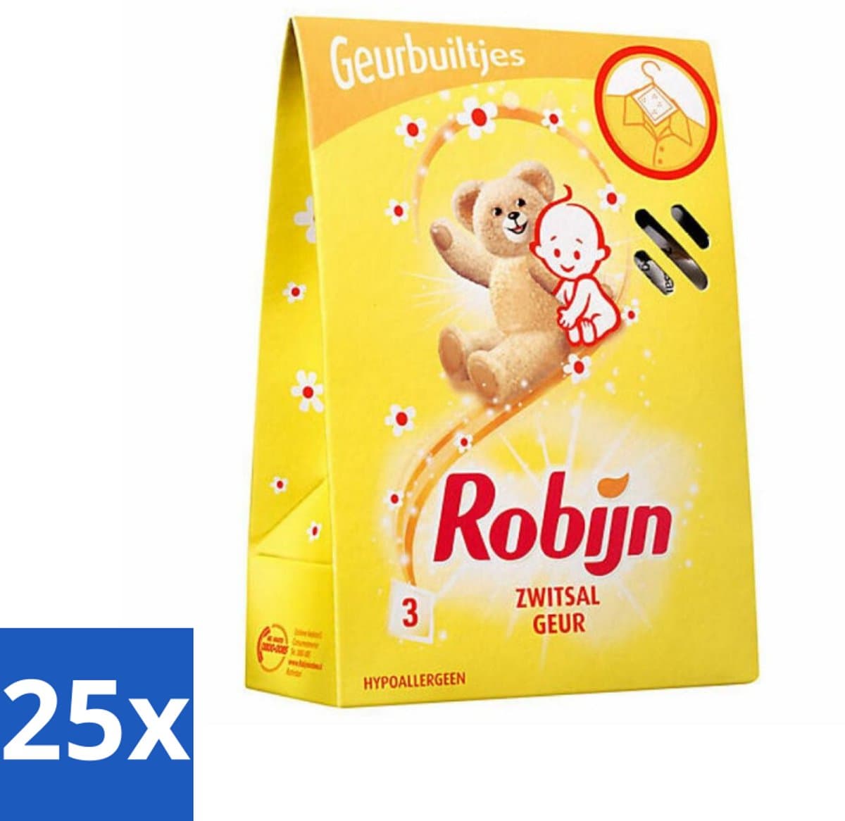 25 x Robijn Geurbuiltjes Zwitsal 3 stuks per verpakking - Zwitsal Geur - Babygeur - Geurbuiltjes - Kastgeur - Ladegeur — afbeelding 1
