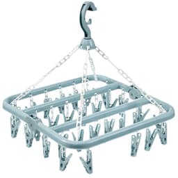 Opvouwbaar hangend kledingrek met 32 klemmen - kleerhangers - kleerhangers kunststof - Multifunctioneel windbestendig droogrek - Droogrek voor sokken en ondergoed - Huishoudelijk plastic kledingdroogrek - Hangend droogrek - blauw — thumbnail 2