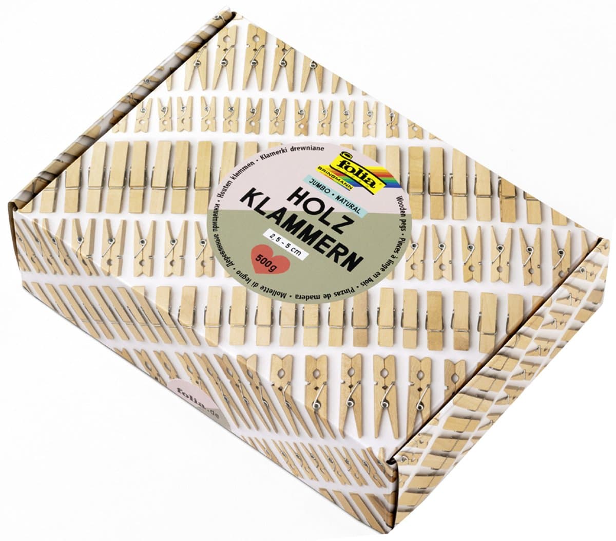 folia Houten wasknijpers mix NATURAL Jumbobox, 500 g — afbeelding 1