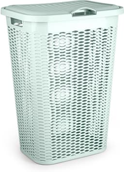 Plasticforte Wasmand Ventilation - 2x - met deksel - groen - kunststof - 51 liter - 43 x 35 x 61 cm - Badkamer - Wasgoed - Nieuw design - Zeer stevig — thumbnail 2