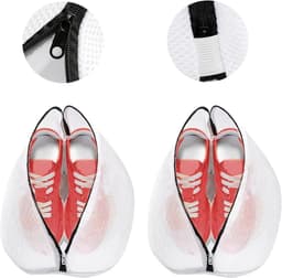 2 stuks - Schoenen Waszak - 42*24*24 cm - Wasnet voor Schoenen - Schoenwaszak - voor schoenen of sneakers - wasnet zakken - schoenen waszak opbergruimte - bescherm uw schoenen tegen beschadigingen - waszak - voor het wassen, opbergen en reizen - wit — thumbnail 1