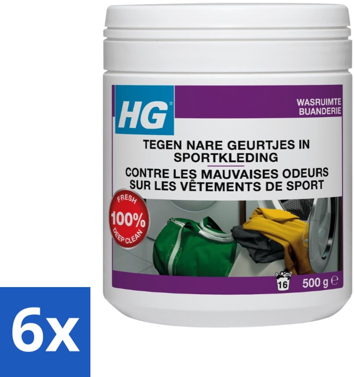 6 x HG Wasmiddel Toevoeging Tegen Nare Geuren In Sportkleding 500 gr - Sportkleding Geurverwijderaar - Wasmiddeltoevoeging - Nare Geurtjes - Sportkleding Geur - Wasmiddel — afbeelding 1