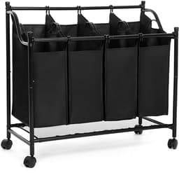 Hoppa! - Wasmand met vakken - Zwart - Polyester - 87,5 x 38,5 x 81 cm — thumbnail 1