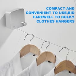 4.2m Retractable Clothesline - Adjustable Indoor en Outdoor Kledinglijn - Pull-Out Kledinglijn van RVS - Wandgemonteerde Kledinglijn voor Badkamer en Balkon — thumbnail 4