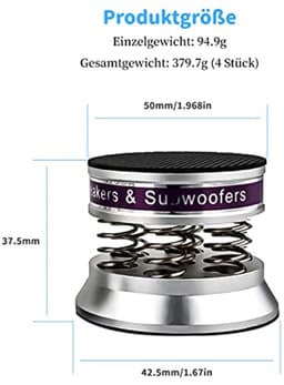 High-end luidsprekers voet trillingdempers met antislip rubberen demping - 4 stuks — thumbnail 1