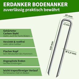 Grondankers 100 x 13 x 2,9 mm - Verzinkt en Robuust voor Tuin en Kamperen — thumbnail 2