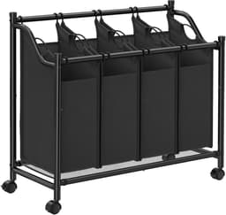 Wassorteerder met 4 zakken - Kledingorganisator - Afneembare zakken - Zware constructie - 105 cm x 38,5 cm x 81 cm — thumbnail 2